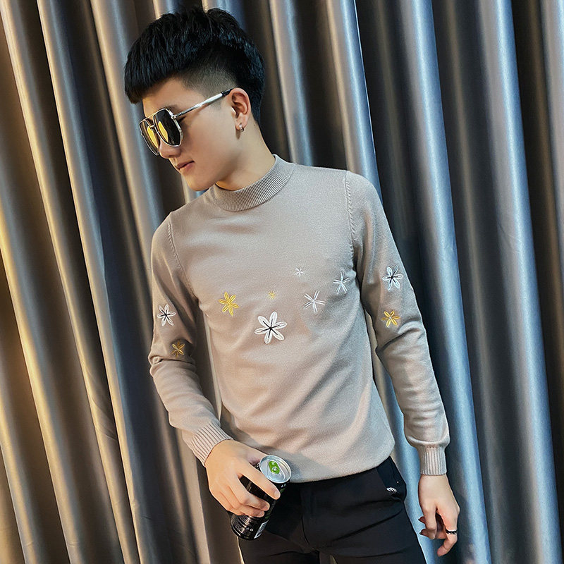 冬季新款精神小伙时尚圆领针织衫毛衣男A343-MY86-P75控95黑,男装针织衫/毛衣,电商A343