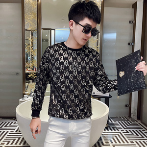 WY81 秋装社会精神小伙修身卫衣男套头衫 白图片