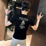 2021新款小码短袖T恤衫社会小伙半袖A343-TX209-P38控58白1，男装T恤，电商A343