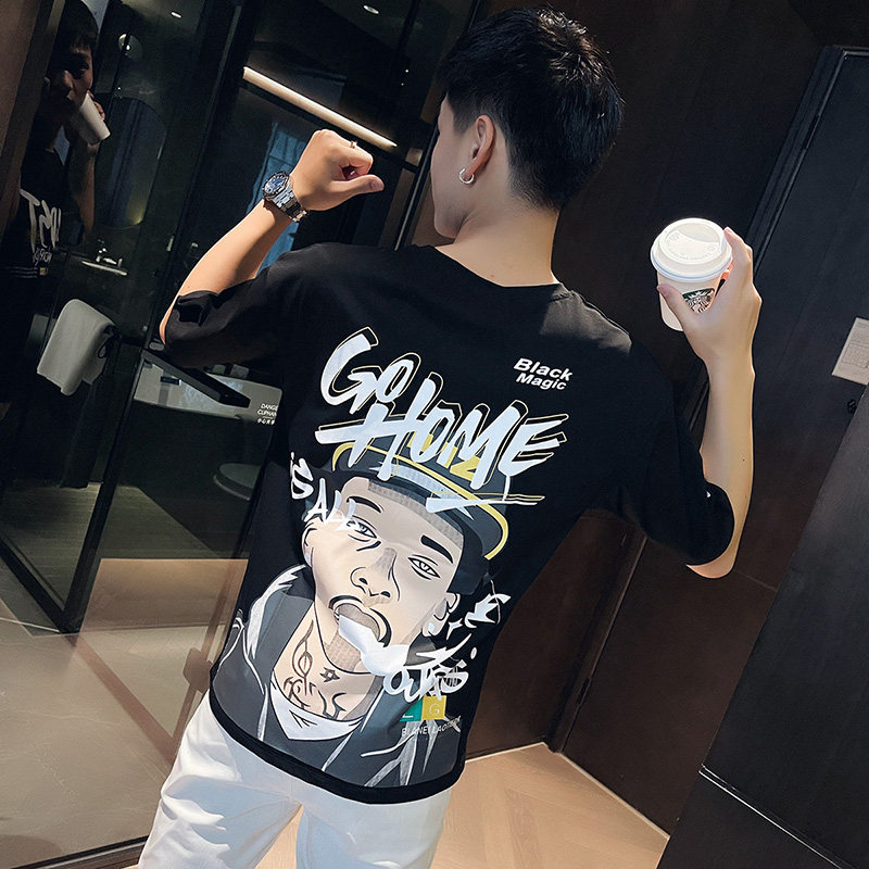 夏季短袖T恤衫社会小伙宽松半袖tee潮 A343-TX216-P40 控60 黑1图片