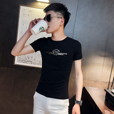 2021新款小码短袖T恤衫社会小伙半袖A343-TX214-P38控58黑，男装T恤，电商A343
