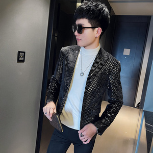 XZ11 秋冬社会小伙修身小西装男西服外套  黑1图片