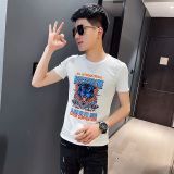2021夏季圆领青春半袖修身短袖t恤衫男TX249-P38控58白1，男装T恤，电商A343