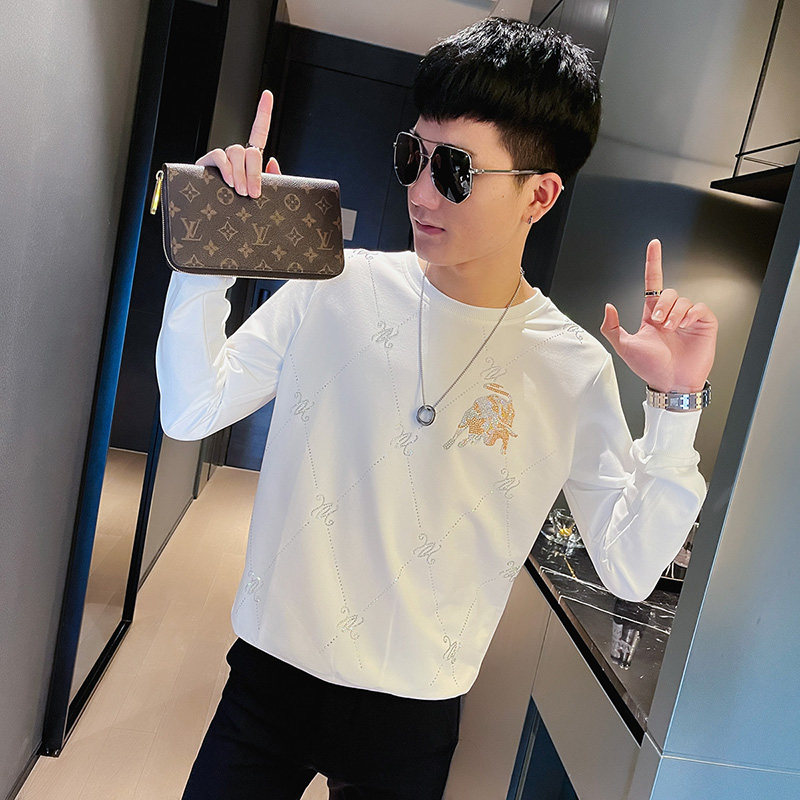 WY82秋装社会精神小伙修身卫衣男套头衫黑,男装卫衣,电商A343