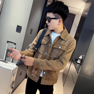 秋季男外套ins网红社会小伙纯色夹克 A343-JK53-P100 控125 棕图片