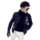 社会小伙立领ins棉衣外套修身刺绣棉服A343-CF40-P128控158白色，男装棉衣，电商A343