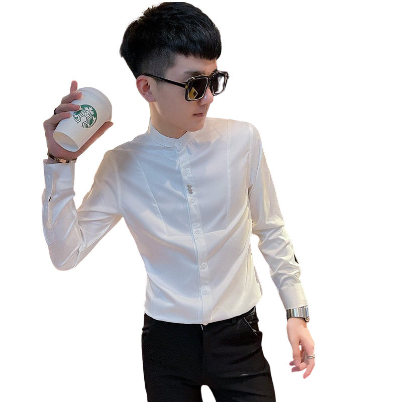 CS168秋装社会小伙修身长袖衬衫男衬衣黑,男装衬衫,电商A343