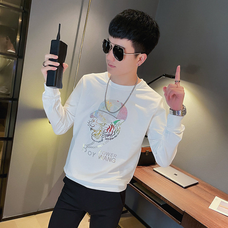 WY86秋装社会精神小伙修身卫衣男套头衫黑,男装卫衣,电商A343