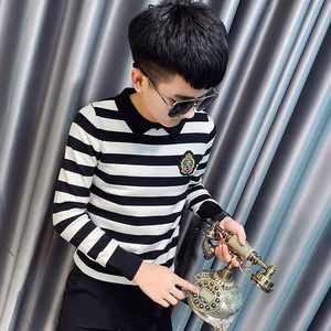秋冬新款精神小伙时尚翻领针织衫毛衣男 A343-MY73-P68 控88 黑1图片