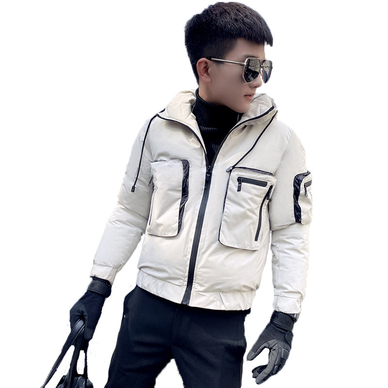 2021冬季大口袋装饰连帽加厚保暖棉服男潮A343-CF05-P140米白,男装棉衣,电商A343