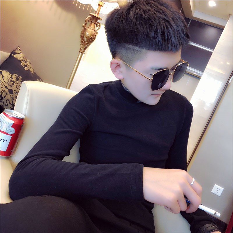 社会小伙半高领打底衫T恤修身男潮小码A343-T,男装T恤,电商A343
