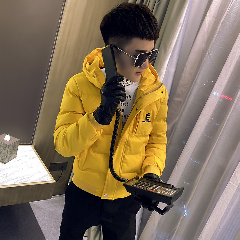 冬装社会小伙连帽棉衣男外套修身棉服黑A343-CF36-P125控155,男装棉衣,电商A343