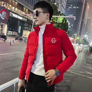 冬季社会小伙棉衣男外套修身保暖棉服 红2 A343-CF59-P118图片