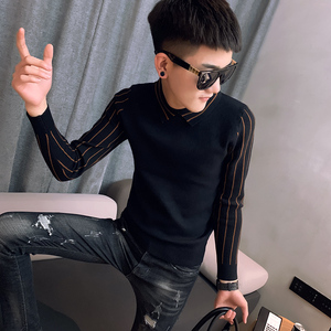 019秋冬新款社会小伙修身针织衫毛衣潮流男 502-MY26-P68 咖色图片