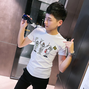 夏季短袖T恤衫社会小伙宽松半袖tee潮 A343-TX224-P35 控55 白1图片