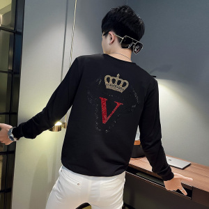WY87 秋装社会精神小伙修身卫衣男套头衫 黑1图片