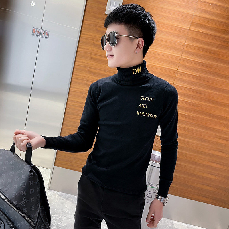 秋冬社会精神小伙高领针织套头毛线衣潮黑1A343-MY97-P68控98,男装针织衫/毛衣,电商A343