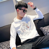 社会小伙ins修身连帽卫衣刺绣男潮上衣A343-WY42-P58黑色，男装卫衣，电商A343