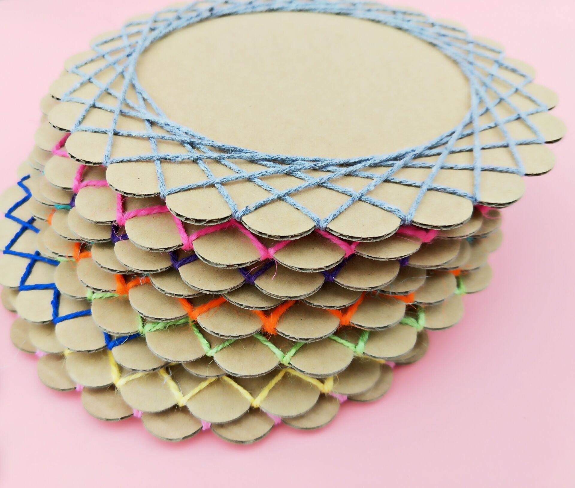 向日葵创意幼儿园手工diy环创材料装饰彩色麻绳照片墙纸板1份包邮