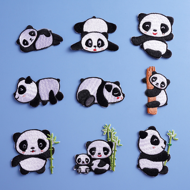 衣服破洞修补贴裤子补丁贴可爱熊猫刺绣贴卡通图案布贴时尚补衣贴