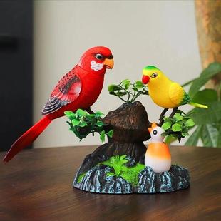 仿真声控小鸟摆件可爱儿童电动玩具桌面玄关电视柜摆件装饰品礼物