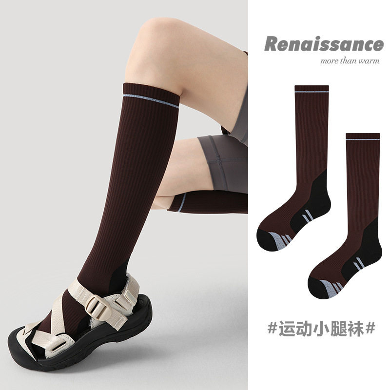Renaissance网球袜子女压力袜运动小腿袜长筒袜长袜瘦腿袜跑步袜