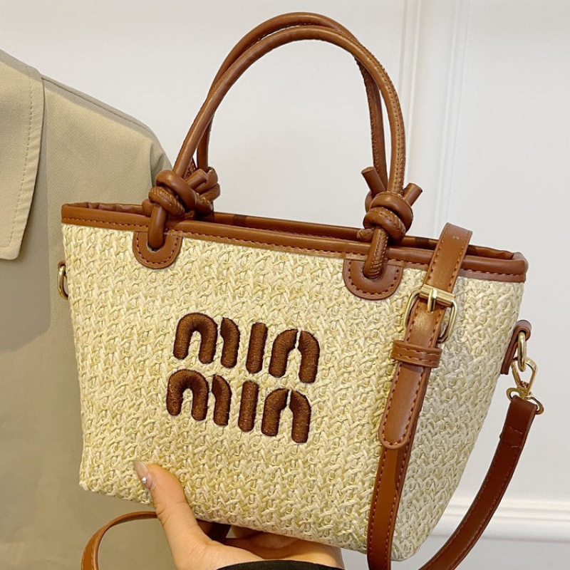 夏季新款女草编包单肩斜挎菜篮子