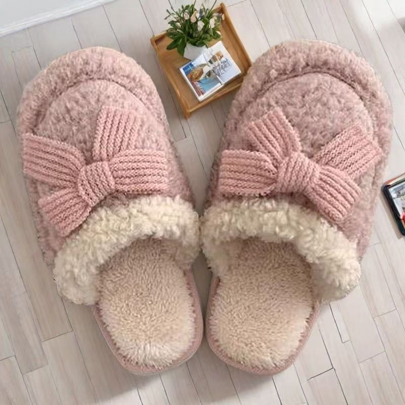 新款2025新款用秋蝴蝶结居家棉拖鞋情侣棉仙女风冬季棉拖鞋男女时