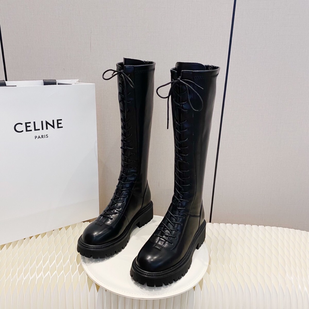 秋冬新款不过膝显瘦弹力英伦长靴