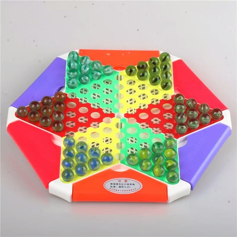 健乐儿童跳棋大型学生棋牌玩具早教益智桌游六角形弹珠
