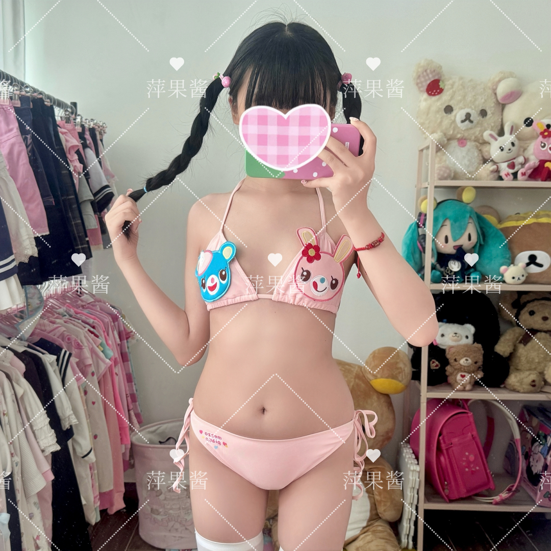 尾款链接萍果酱mp泳装日系可爱少女甜美绑带性感三角比基尼泳衣