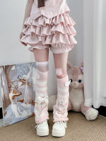 Original y2k subculture watercolor pink and white striped flared leg cover Japanese-style bone Harajuku pile sock cover thumbnail 3