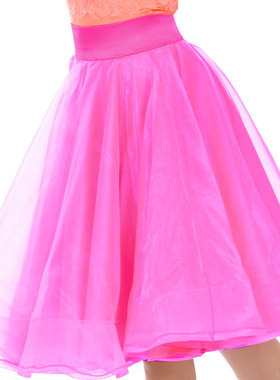 异国舞蹈热卖国标舞三层蓬松大摆带鱼骨摩登舞练习表演裙S14024