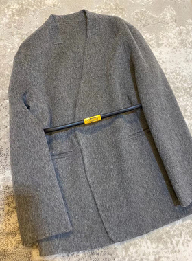 廓形高级感腰带西装双面羊毛呢子大衣女冬季新款韩版气质羊绒外套