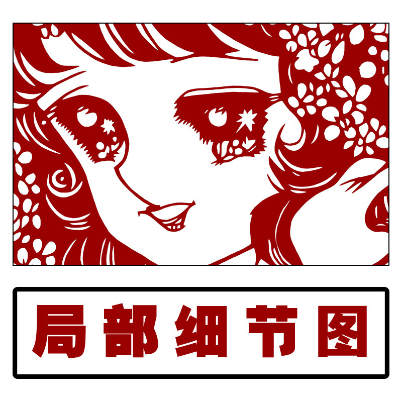 卡通人物刻纸图案打印底稿3张剪纸素材练习图样中国风窗花装饰画
