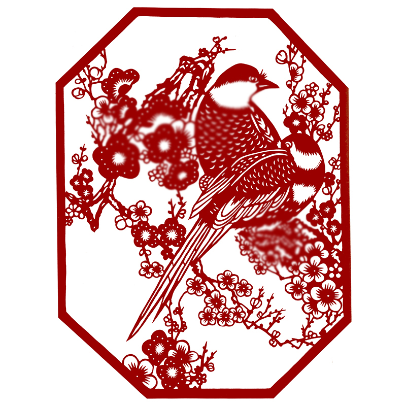 喜上眉梢剪纸底稿刻纸底稿