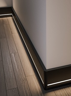 踢脚线发光灯带扫脚线铝合金属地线墙脚线墙面贴地板收边阳角黑色