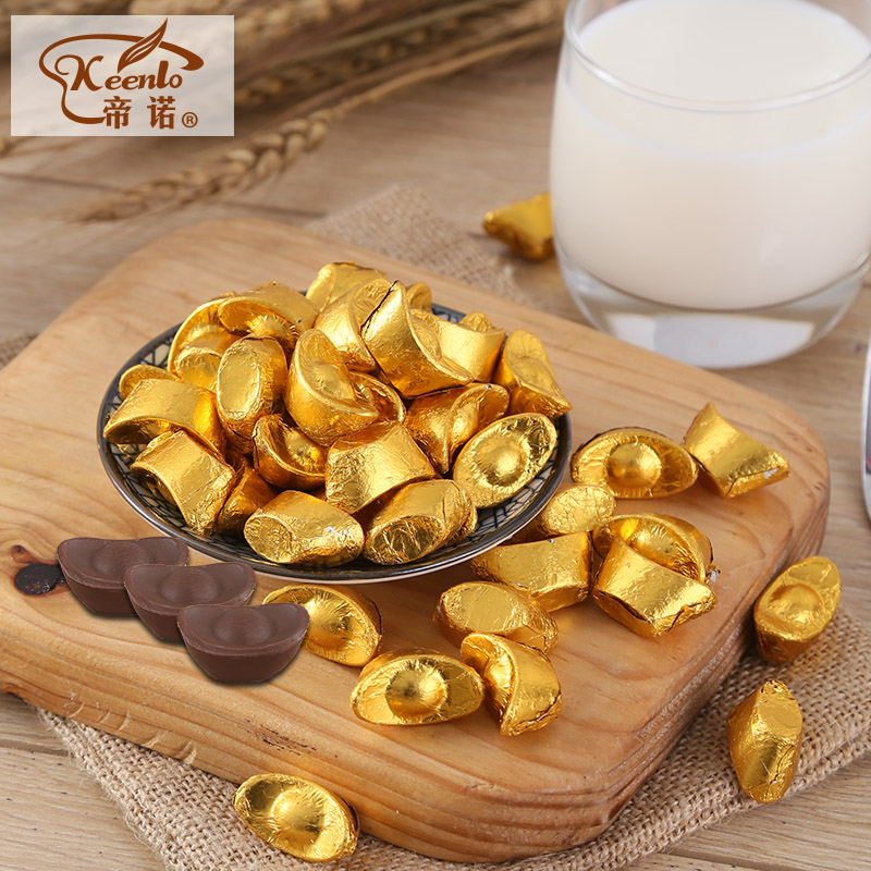 帝诺500g/袋 约155颗散装金元宝牛奶巧克力喜糖零食（代可可脂）