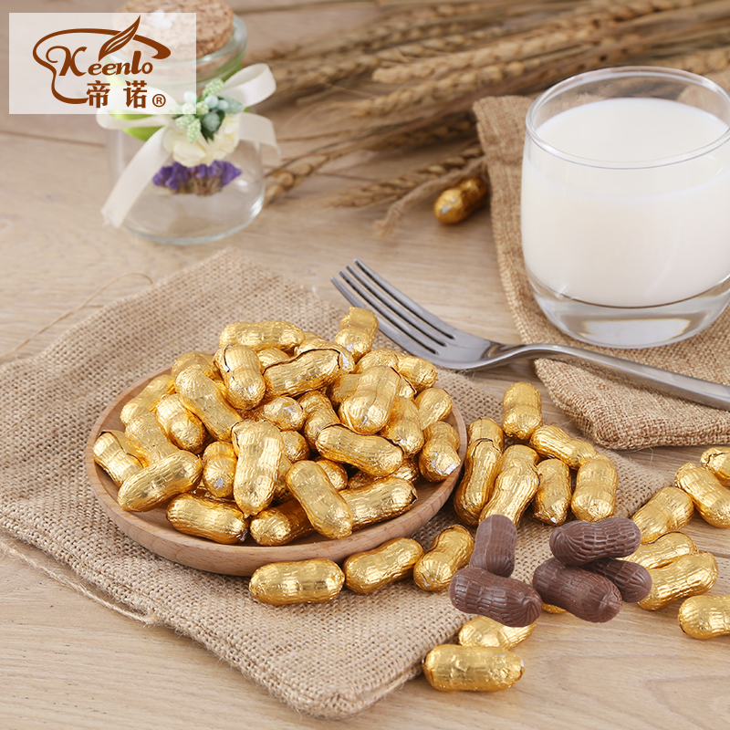 帝诺500g/袋 约160颗金花生牛奶巧克力散装喜糖零食（代可可脂）,零食/坚果/特产,巧克力制品,淘宝优惠券,粉丝福利购,淘宝优惠卷