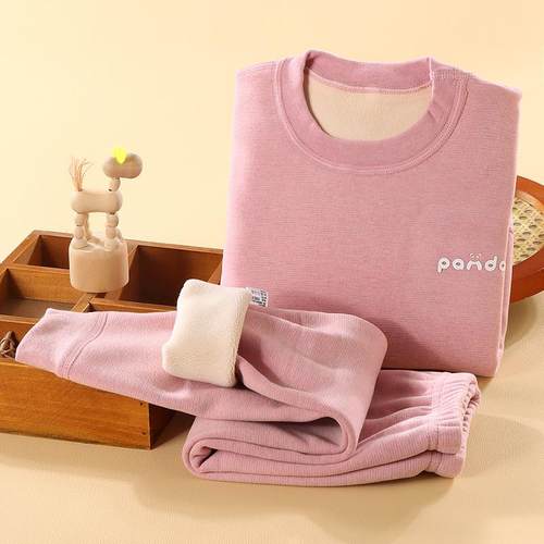 儿童保暖内衣宝宝加绒套装内穿秋冬天奥粒绒男女孩睡衣家居服加厚