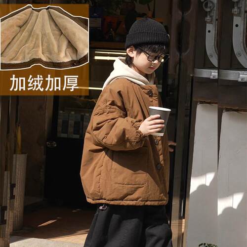 男童冬季棉服2026新款儿童秋冬装棉衣中大童男孩洋气加绒加厚外套