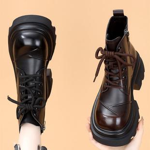 2024新英伦风格 防滑短靴适合小个子 秋冬羊毛内衬真皮时尚