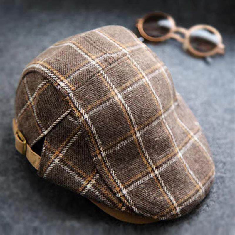 秋冬儿童贝雷帽男童格子保暖鸭舌帽女童休闲画家帽子毛呢宝宝帽潮