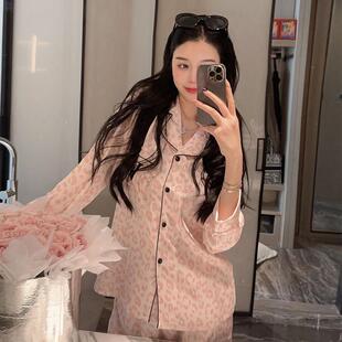 少女长袖长裤春秋睡衣女夏季冰丝薄款短裤家居服套装高级感短袖