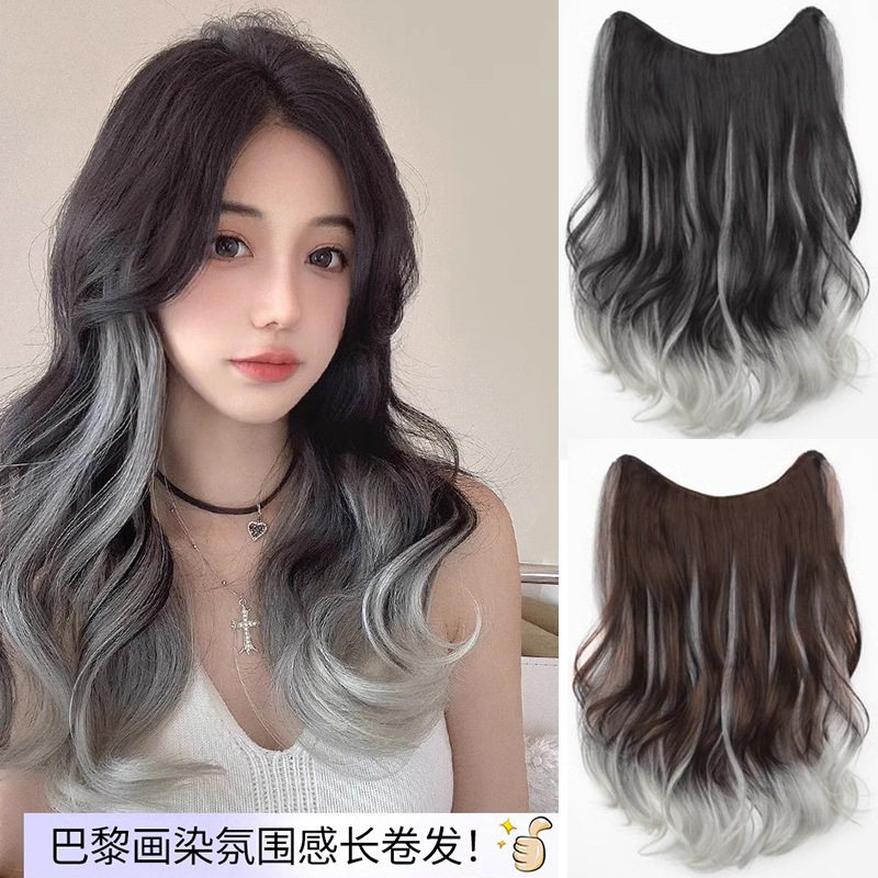 渐变挑染假发片蓬松女长卷发一片女士整顶假发