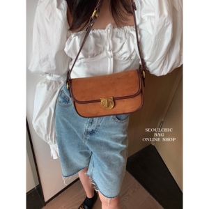 SEOULCHIC 复古绒面腋下包2021新款秋冬质感包包女单肩斜挎小方包