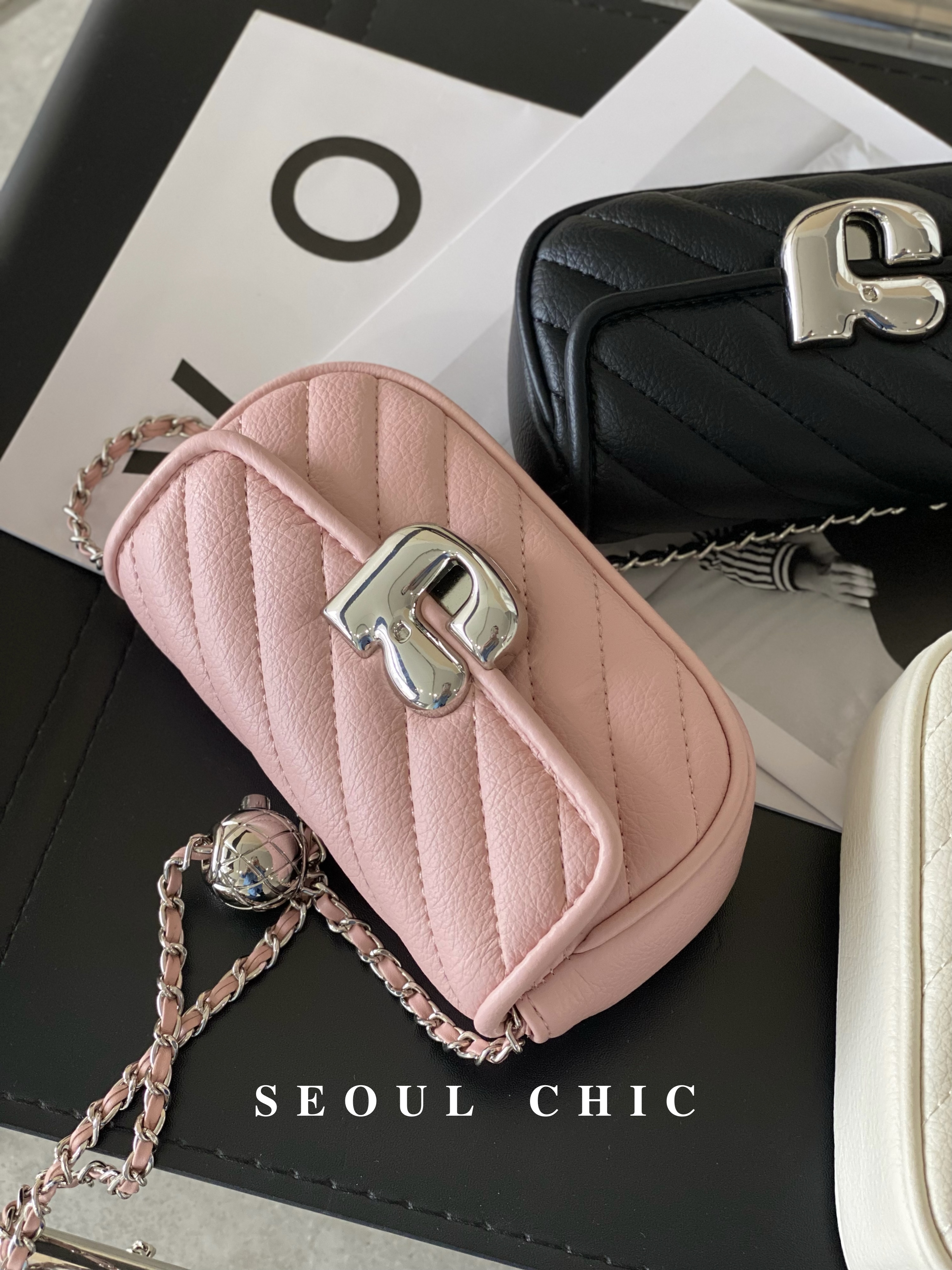 链条包车缝线小包气质锁扣