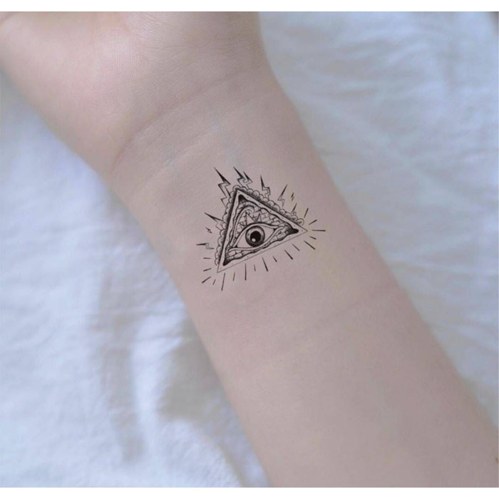 上帝之眼天眼纹身贴 防水创意仿真刺青 男女 持久三角形纹身贴纸