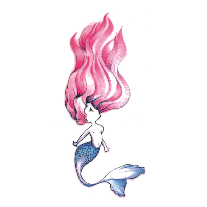 喵小姐 卡通水彩可爱小美人鱼纹身贴防水小花臂 泰国脚踝刺青贴