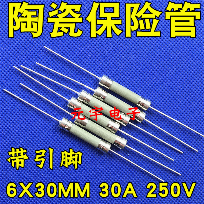 全新进口陶瓷保险管 6*30MM 30A 250V 【带引脚】6X30MM 保险丝